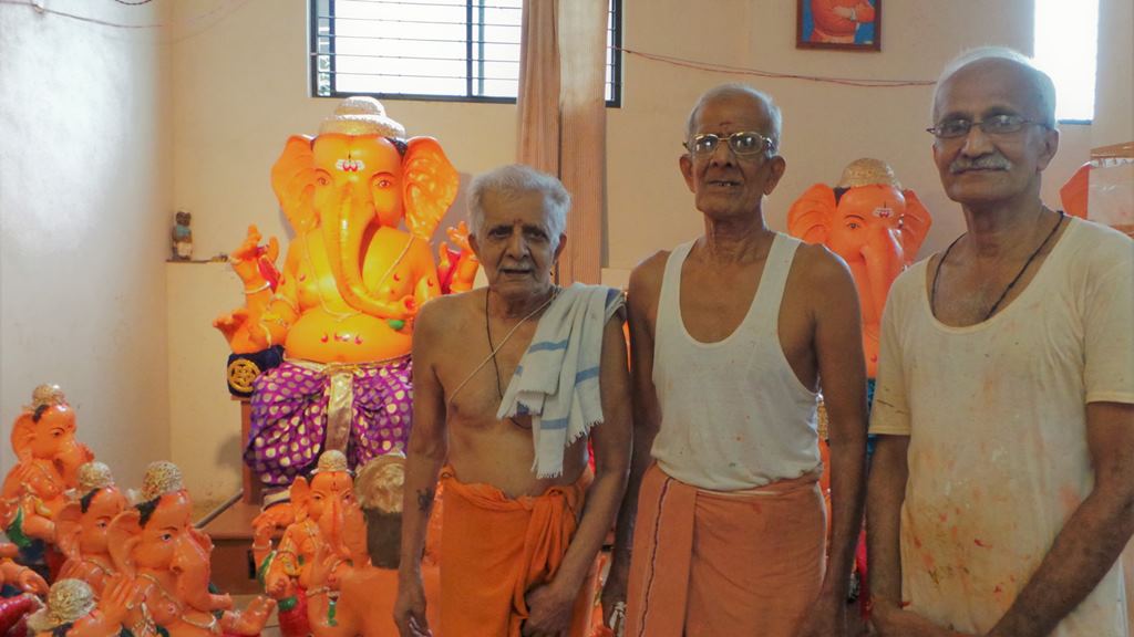 The three brothers. Ganapathi idols in clay at mangalore