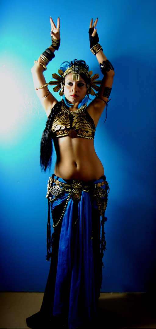 Notice the headgear. This is made of cardboard and metal, handmade by Bindu Tribal Fusion Belly Dance- Bindu Bolar