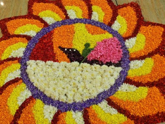 The boat at the centre is an idea! Pookkalam at ECA