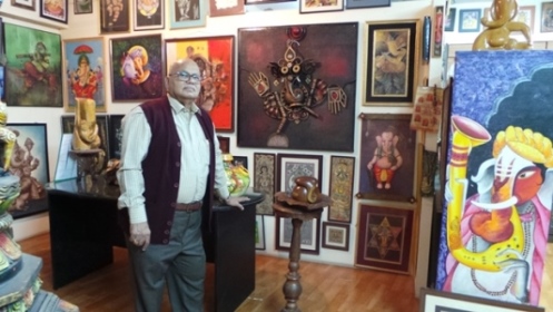 A varied collection ranging over 40 odd years Ganapathi sculptures and paintings