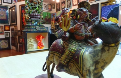 In metal Ganapathi sculptures and paintings