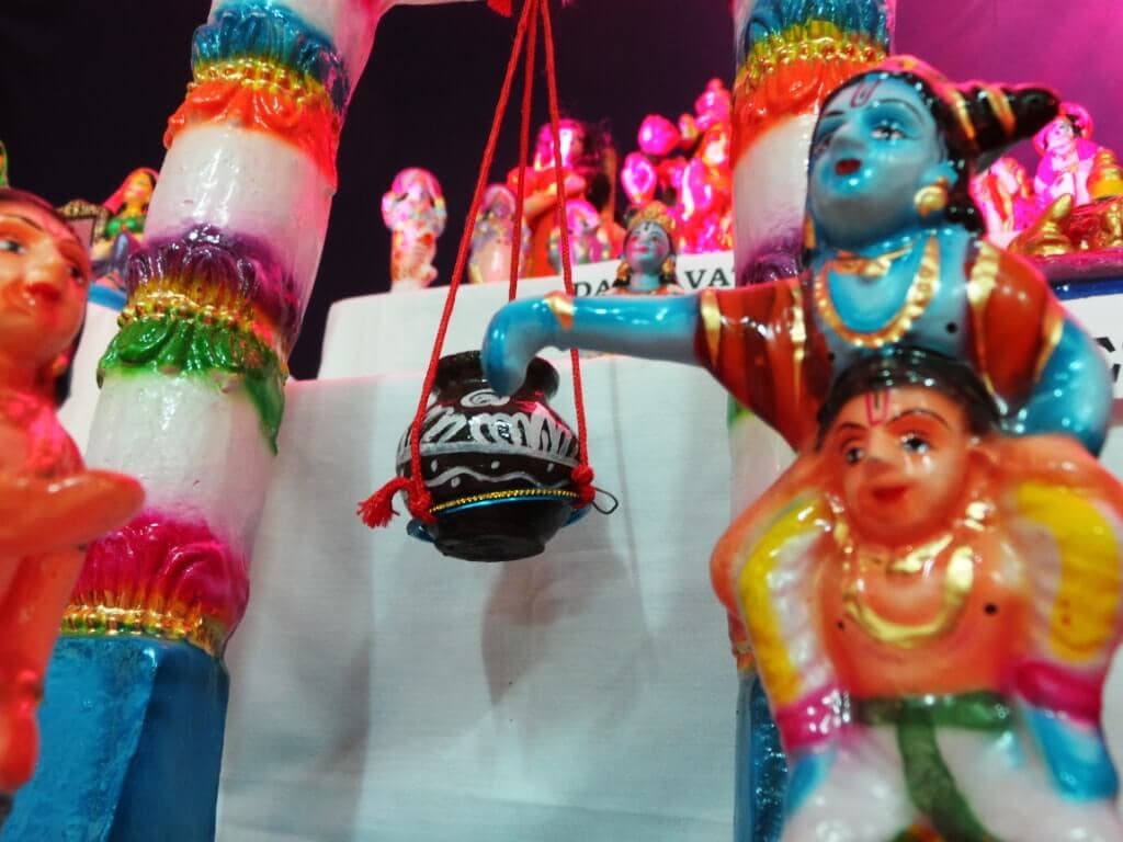 Krishna stealing butter with friends Bombehabba at Sankalpa