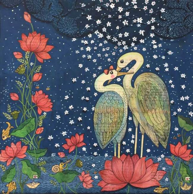 Notice the snail looking at them through a telescope? Bakula Nayak - An Artist's Journey