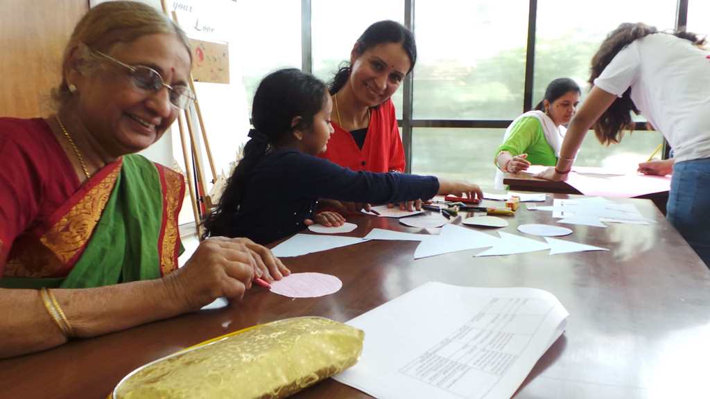 Three Generations at work Puppet making workshop.