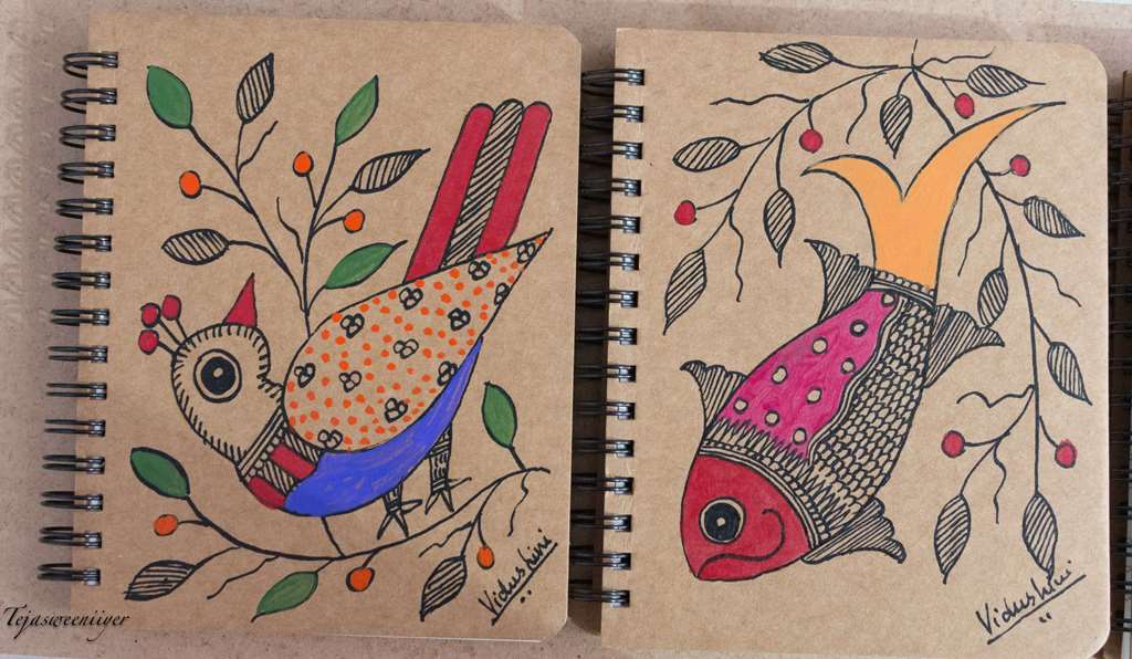 Notebooks with Madhubani Madhubani by Vidushini Prasad at A Hundred Hands annual collective